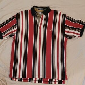 Tommy Hilfiger Red and Black Striped Polo Shirt